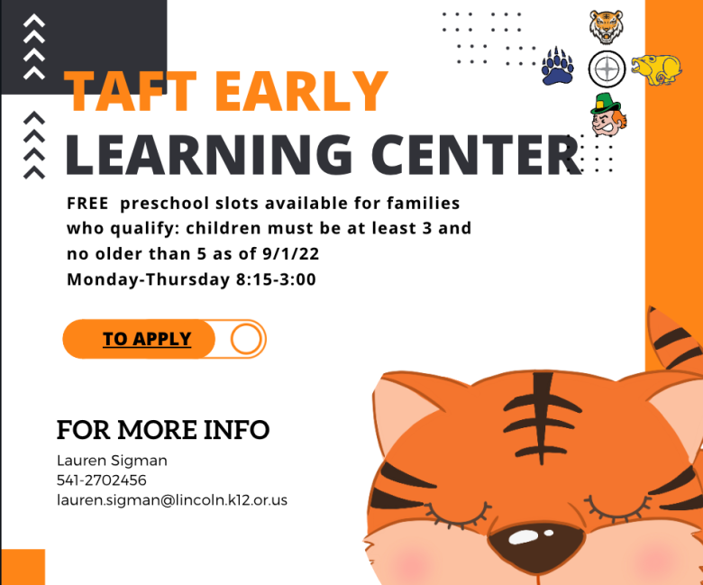 Taft Early Learning Center Accepting Preschoolers